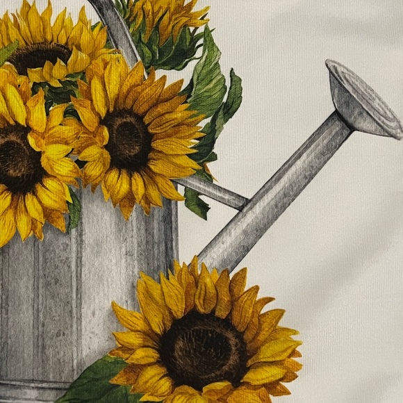 NEW Printed Sunflower in Watering Can Decorative Accent throw Pillow 17x17.5 - Picture 3 of 5